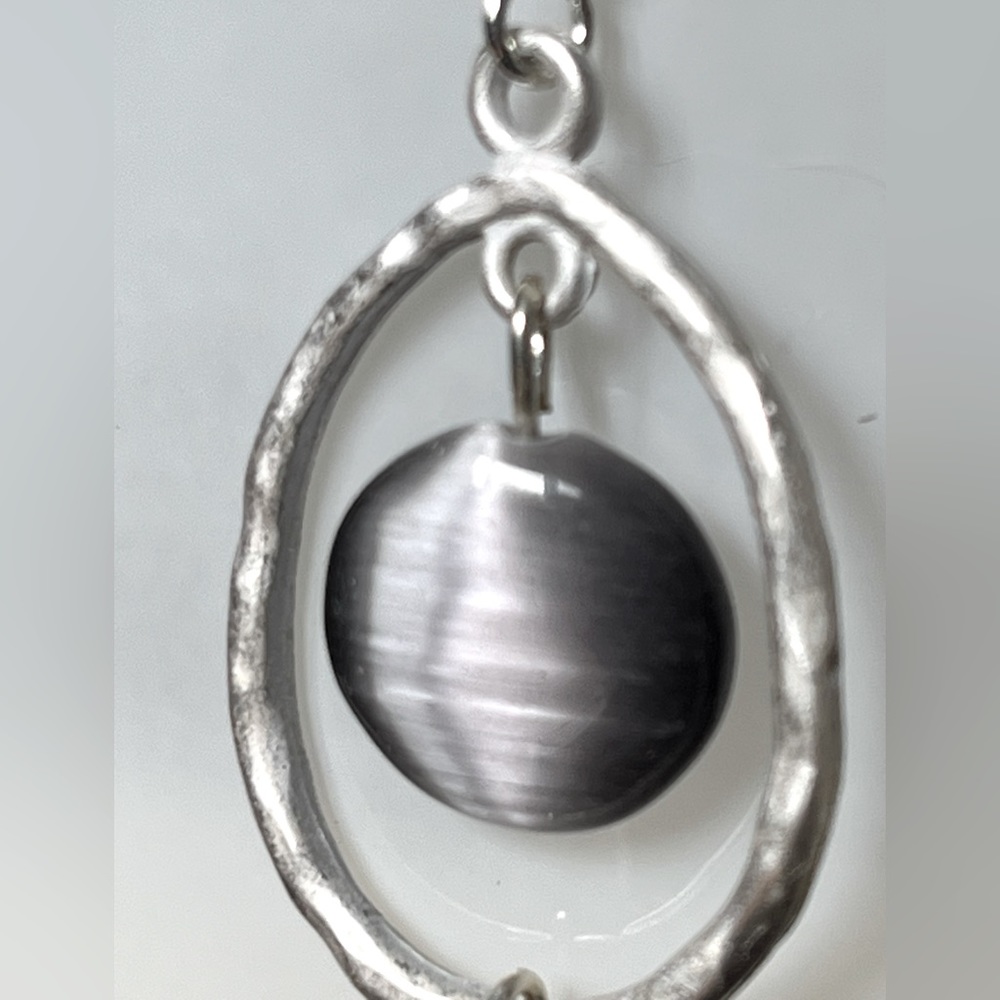 Handmade Dark Gray Dangle Earrings - Picture 3 of 3